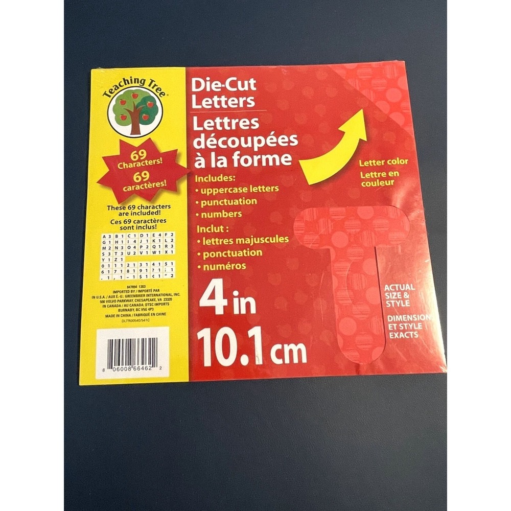 Teaching Tree Die-Cut Letters Red Polka Dot 4 Inch 69 Count Uppercase Numbers